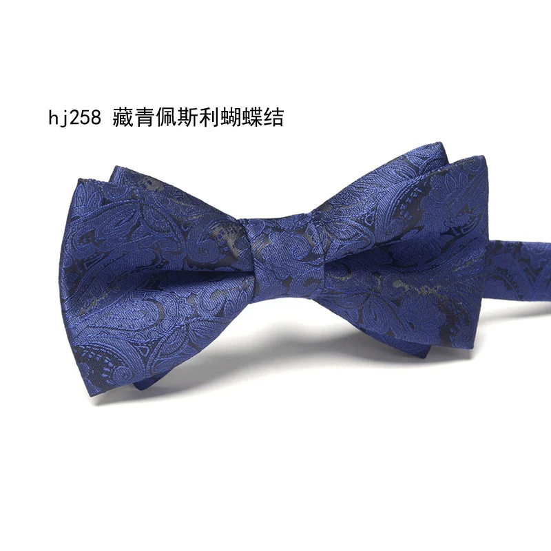 High Quality Deep Blue and Navy Blue Double Layered Bow Tie Men's Wedding  Suit Shirt Collar Accessories British Style Bow Tie