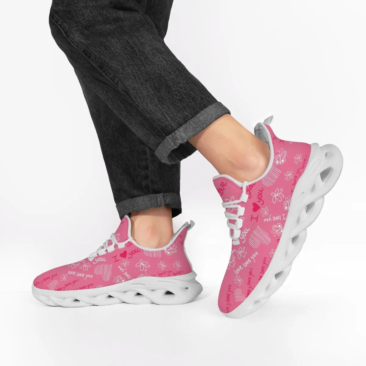 

Winter Men Casual Sport Shoes Pink Fleece Lined Sports Shoes with Love Flower Butterfly Patterns Outdoor Kids Shoes for Girls