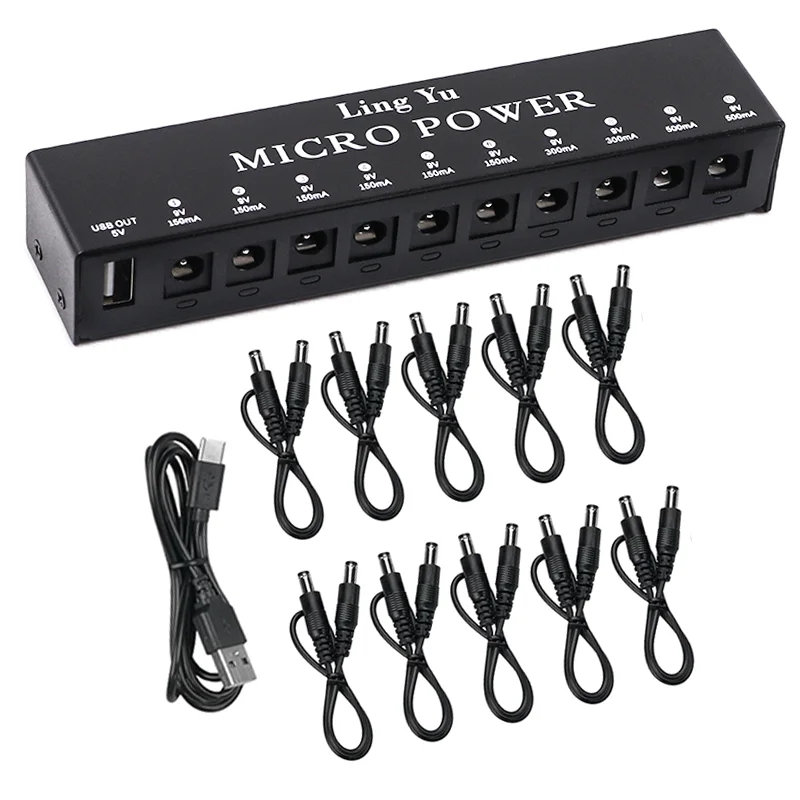 Gitarrenpedal-Netzteil, 10 isolierte Gleichstromausgänge für 9 V Effektpedal, Kurzschlussschutz, Rauschunterdrückungspedalplatine
