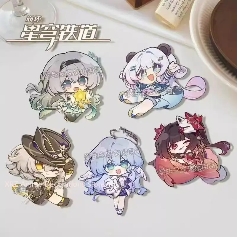 5 قطعة هونكاي: ستار السكك الحديدية أنيمي البريق اليراع الاكريليك شارات دبابيس النساء بروش الموضة الإبداعية لطيف تأثيري دبابيس حقيبة هدية