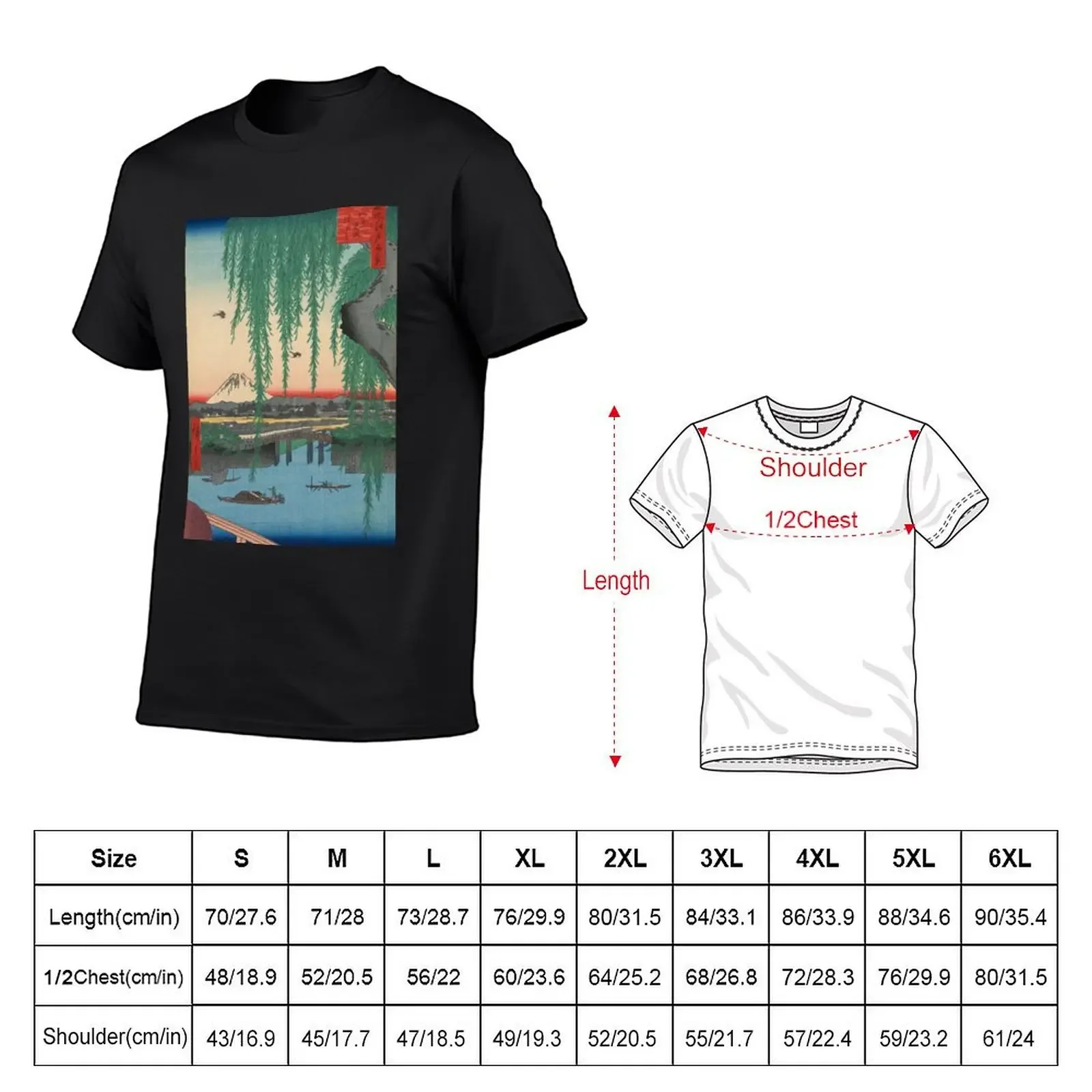 Mount Fuji from Yatsumi Bridge Ukiyo-e Japanese Art T-Shirt graphics Blouse new edition sublime men t shirts high quality