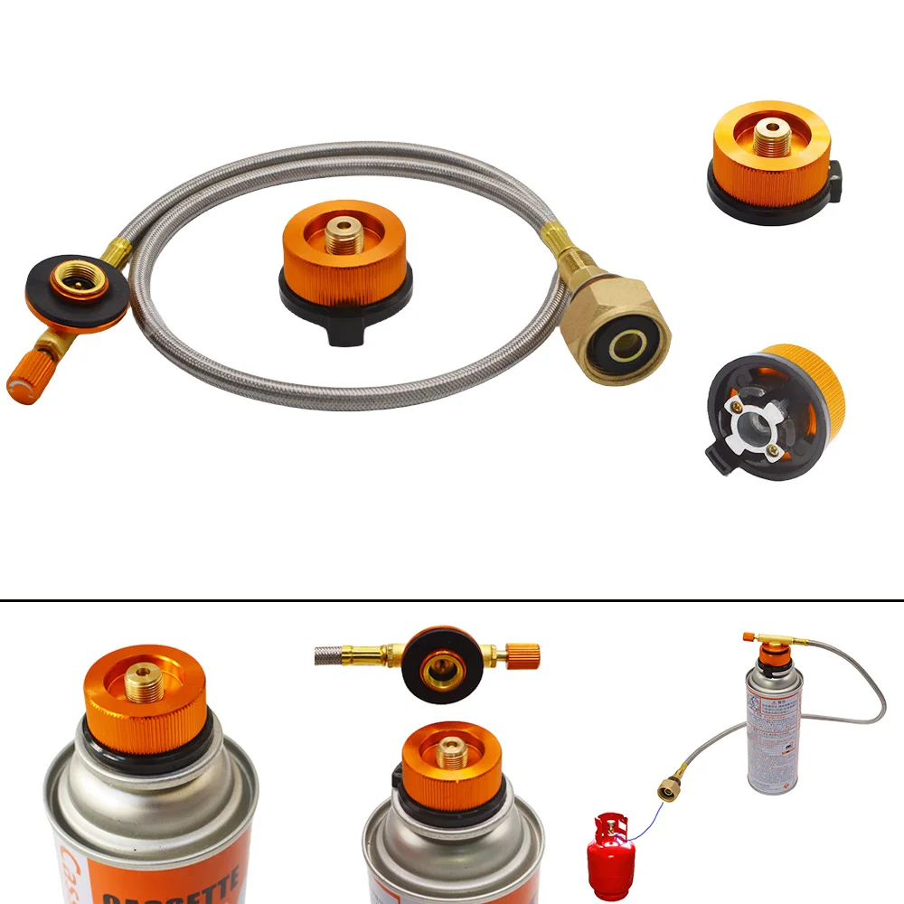 Gas Stove Burner Cylinder Filling Adapter Camping Hiking Cylinder Convertor Filling Tank Coupler Accessories Valve Braided Hose