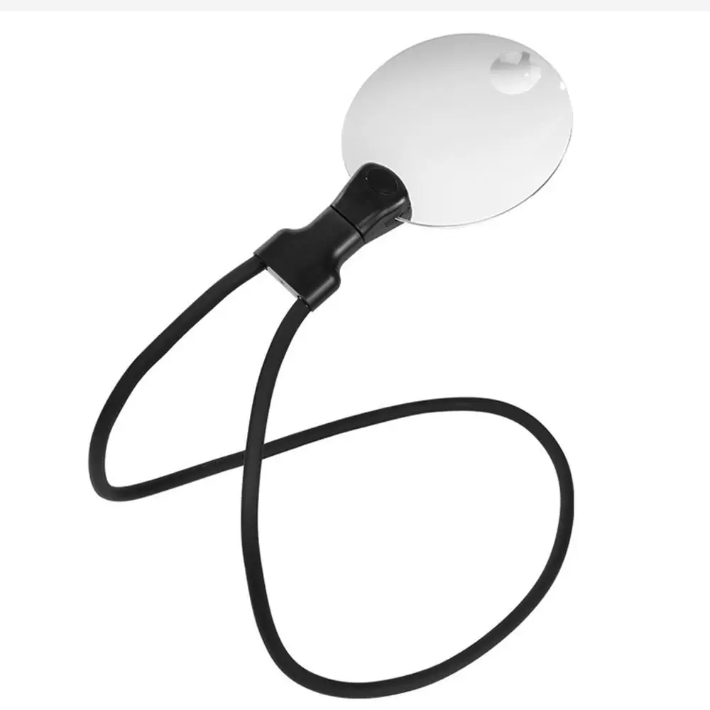 عدسة مكبرة للقراءة 3X/10X معلقة على الرقبة كبيرة بدون استخدام اليدين عدسة مكبرة عالية الوضوح باللون الأسود قابلة للتعديل