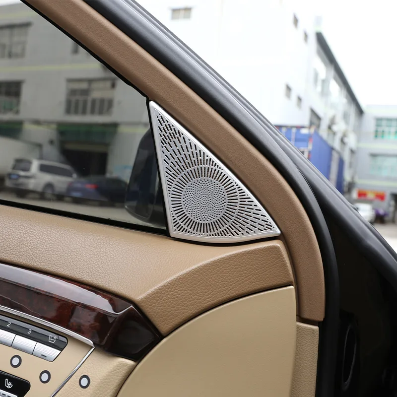 For Mercedes-Benz S-Class 2008-2013 Aluminum Alloy Car Door Tweeter Net Audio Speaker Cover Decoration Sticker Car Accessories