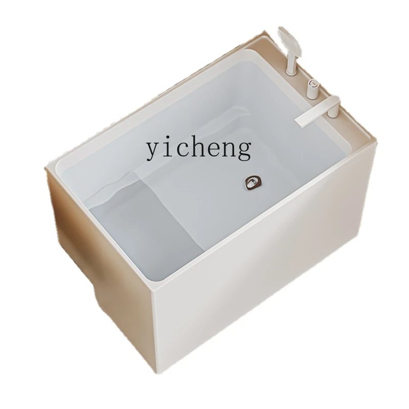 Xl Acrylic Household Independent Deep Bubble Bathtub with Sitting Board Movable Storage