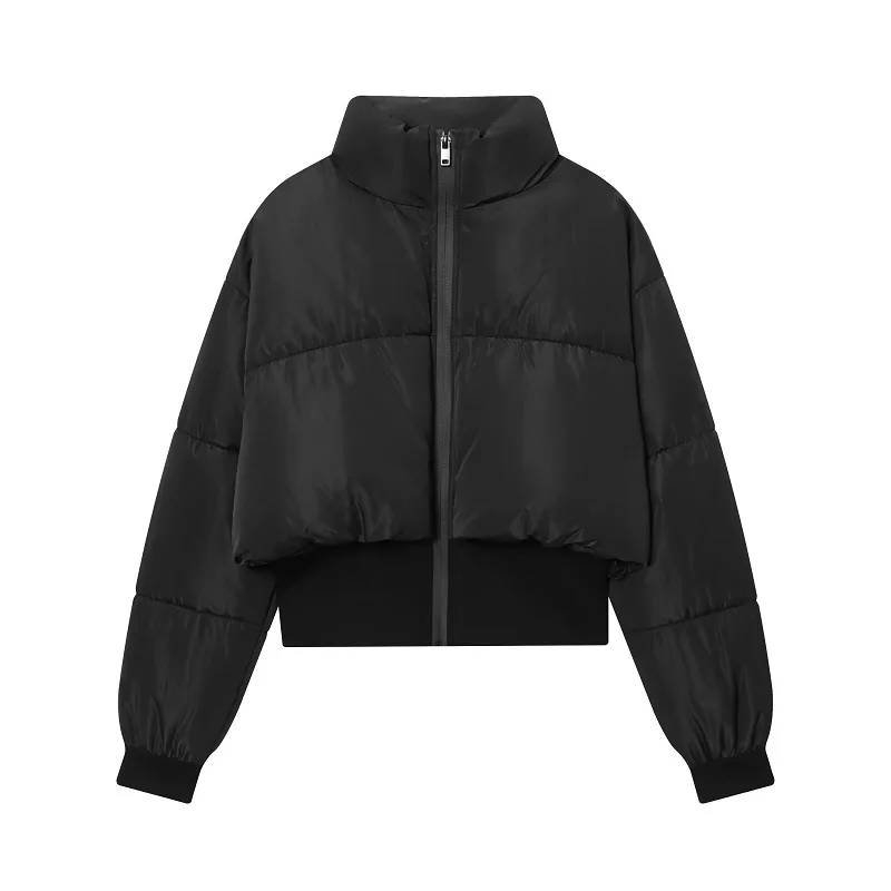 MUJER noir recadrée femmes veste matelassée Bomber vestes pour femmes Zip rembourré veste femme chaud hiver femmes manteaux vêtements d'extérieur