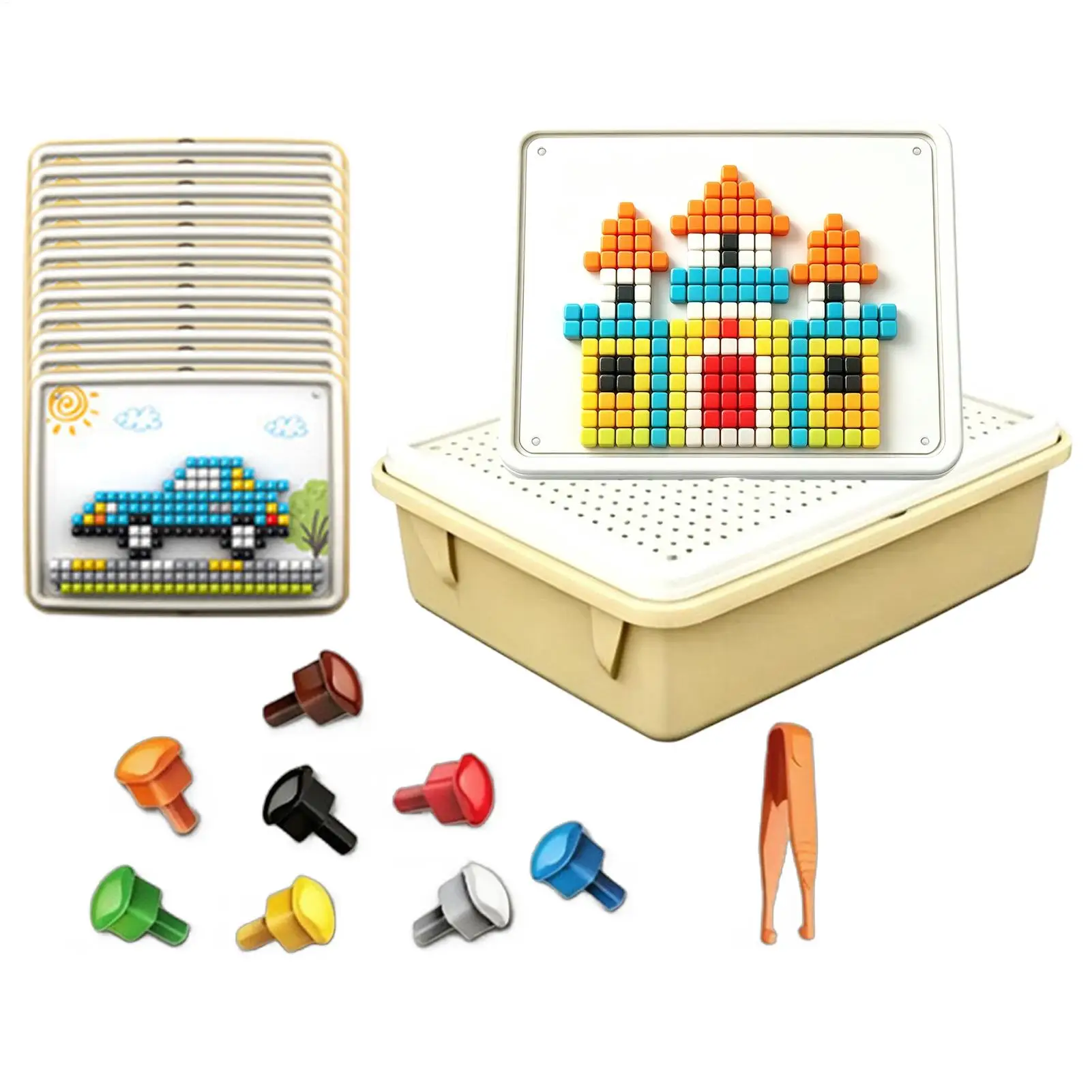 Peg Puzzles Mushroom Peg 3D Interactive Educational Learning Toys 480-Piece Kids Puzzle Building Toys for Boys Girls Home