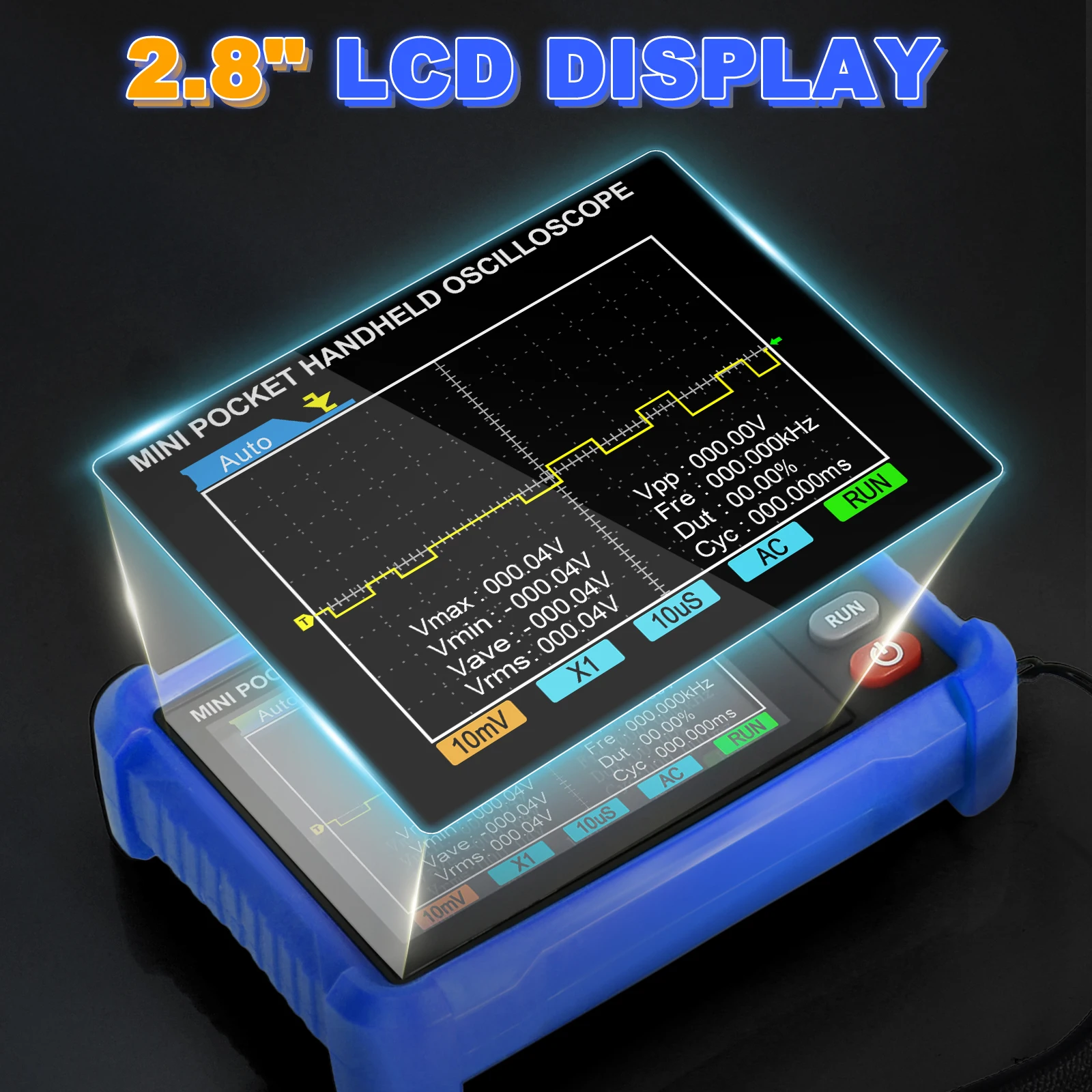 HOLDPEAK HP-250K Digital Oscilloscope 250kHz 2.5MS/s, Handheld Scope with Auto-Setup, 2.8" LCD, ±40V, Repair & Education - Image 4