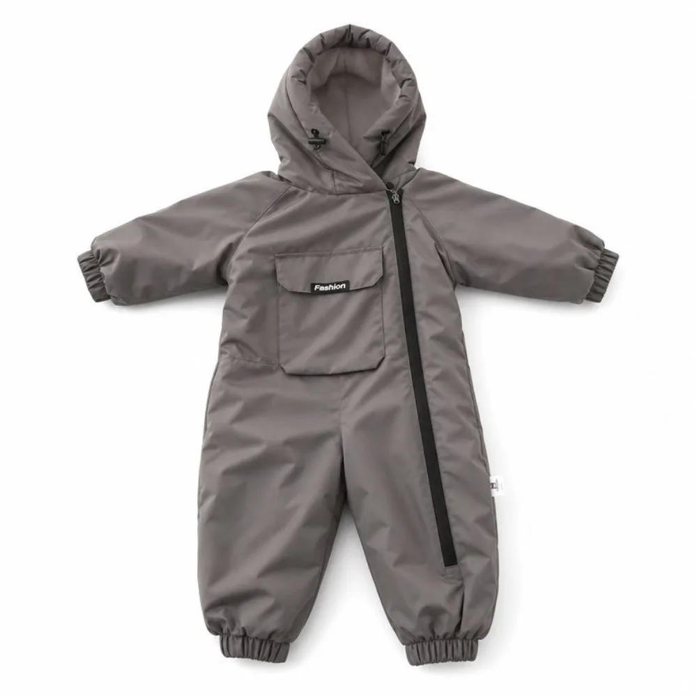 Thick Fleece Lined Snow Suit Waterproof Warm All-In-One Snow Suit Active Movement Design Comfortable Fit Outdoor Jumpsuit