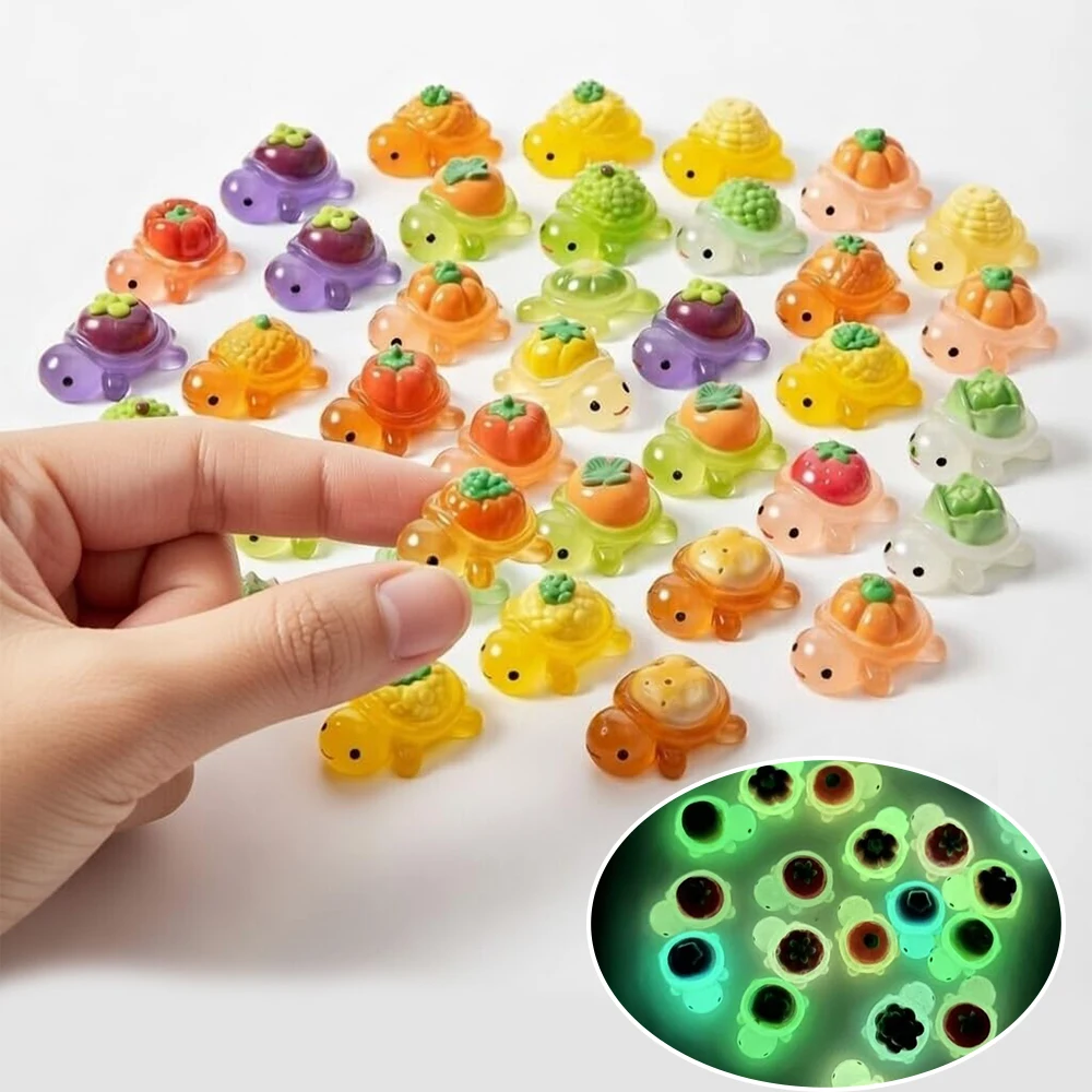 10/20/30 Peças de Mini Tartarugas que Brilham no Escuro, Miniaturas de Animais em Resina, Figuras para Micro Paisagens, Decoração DIY para Jardim