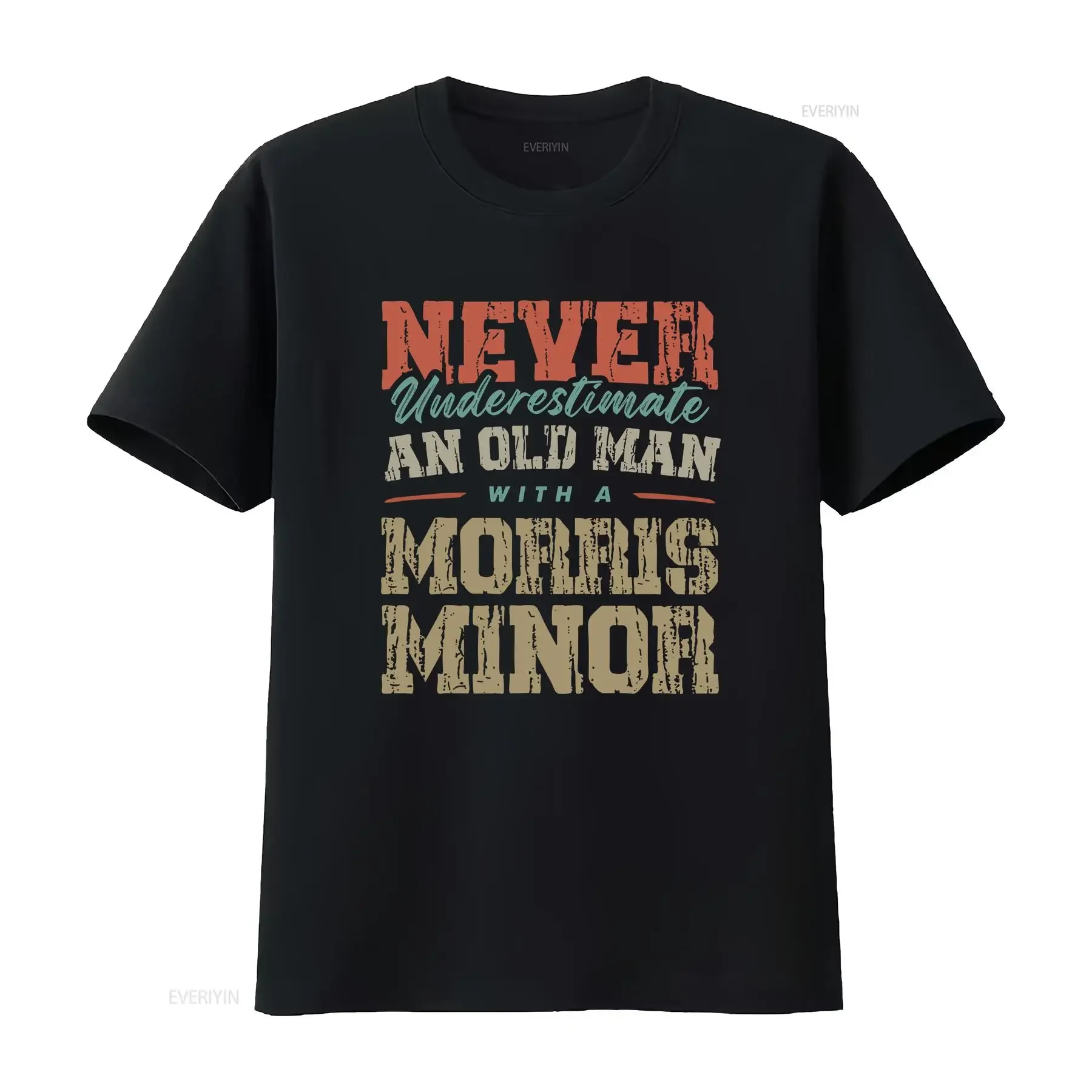 NEVER UNDERESTIMATE AN OLD MAN WITH A MORRIS MINOR FUNNY T SHIRT vintage Washed graphic homme Casual streetwear fashion