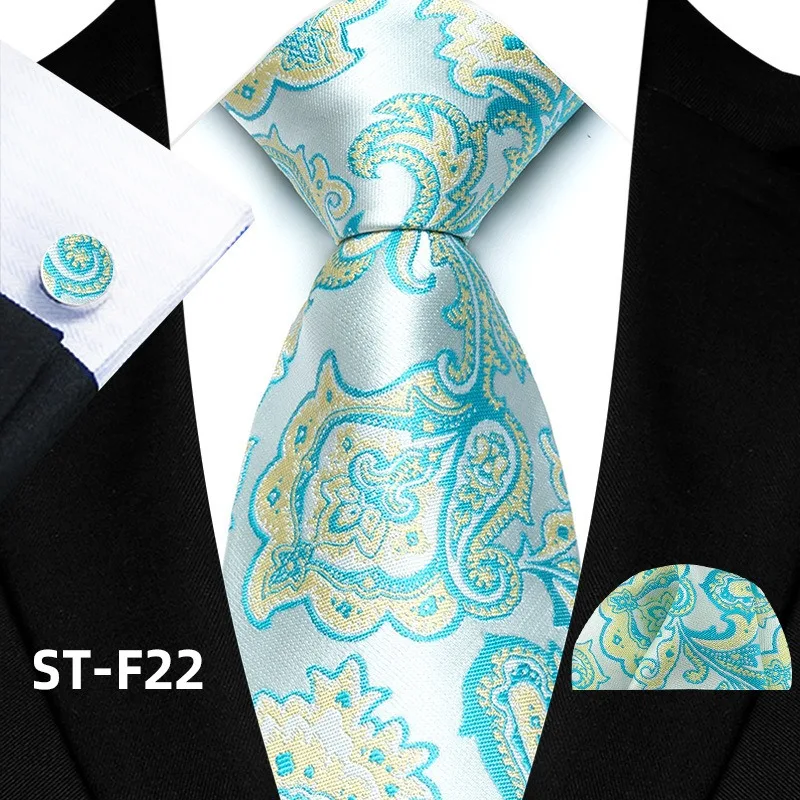 Florales Paisley-Krawattenset für Herren, Vintage-Krawatte, Taschentuch, Manschettenknöpfe, Set für Herren, klassische Anzugaccessoires, hochwertige Gravata – Detail 27