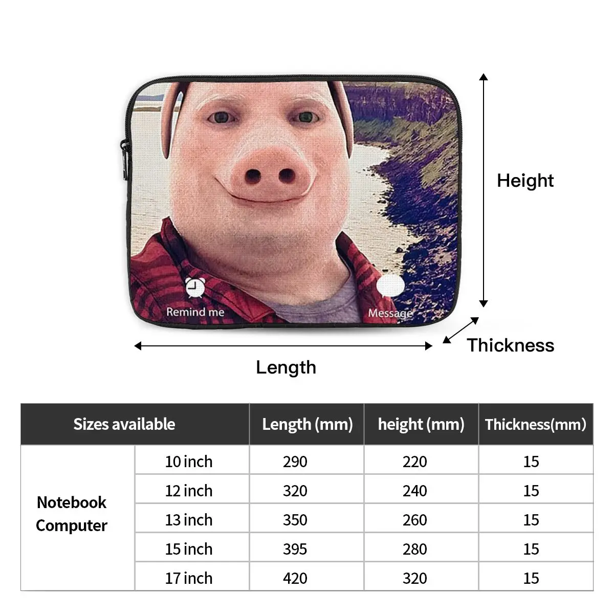 John Pork Is Calling Answer Call Phone Case Pouch 10 12 13 15 17 Inch Notebook Sleeve Cover Bag Tablet Shockproof Case Bag