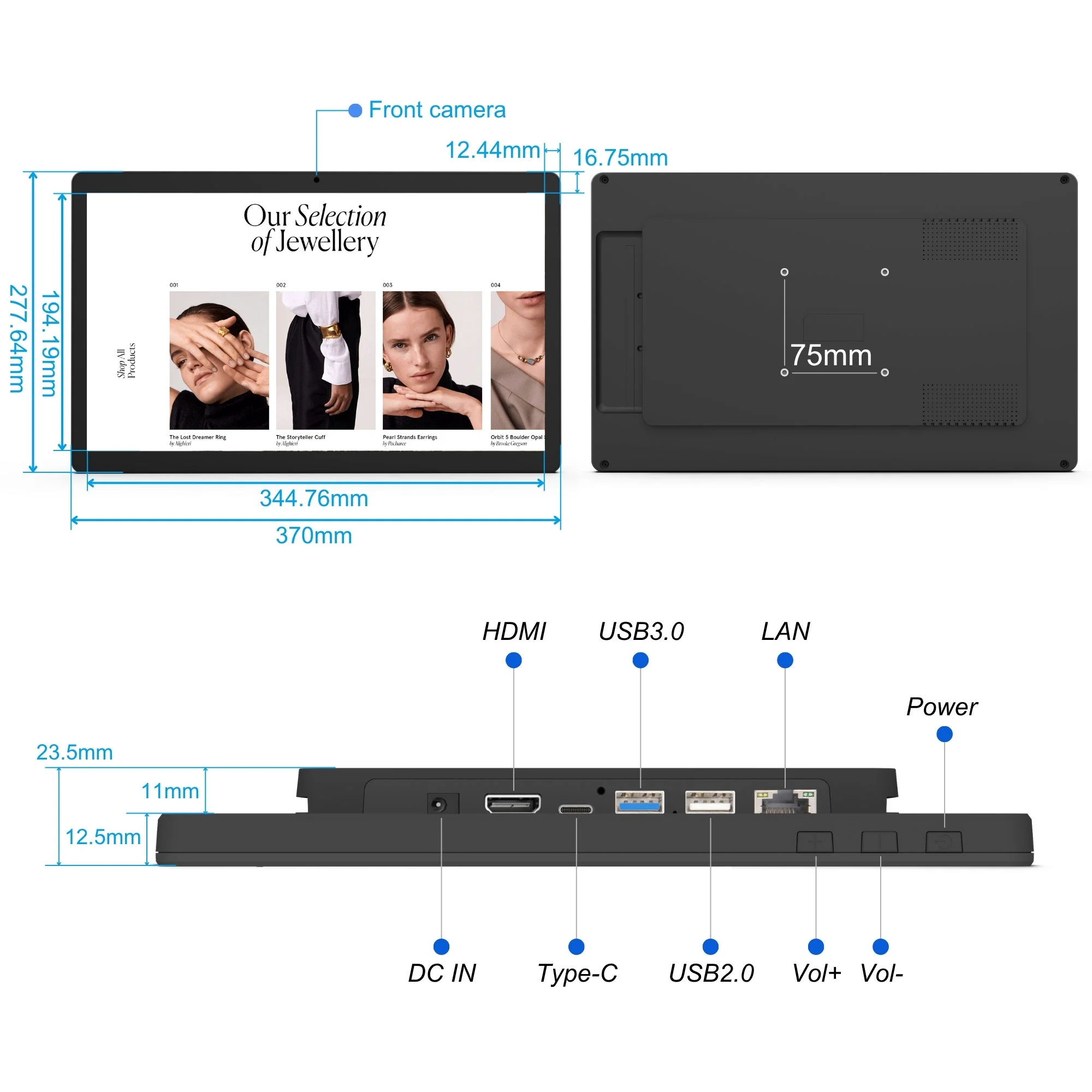 21 inch Android 14 Smart Tablet Wall Mounted, 1920*1080 HDMI Input Touch Screen Monitor, 8MP Camera, POE Smart Home Controller - Image 3