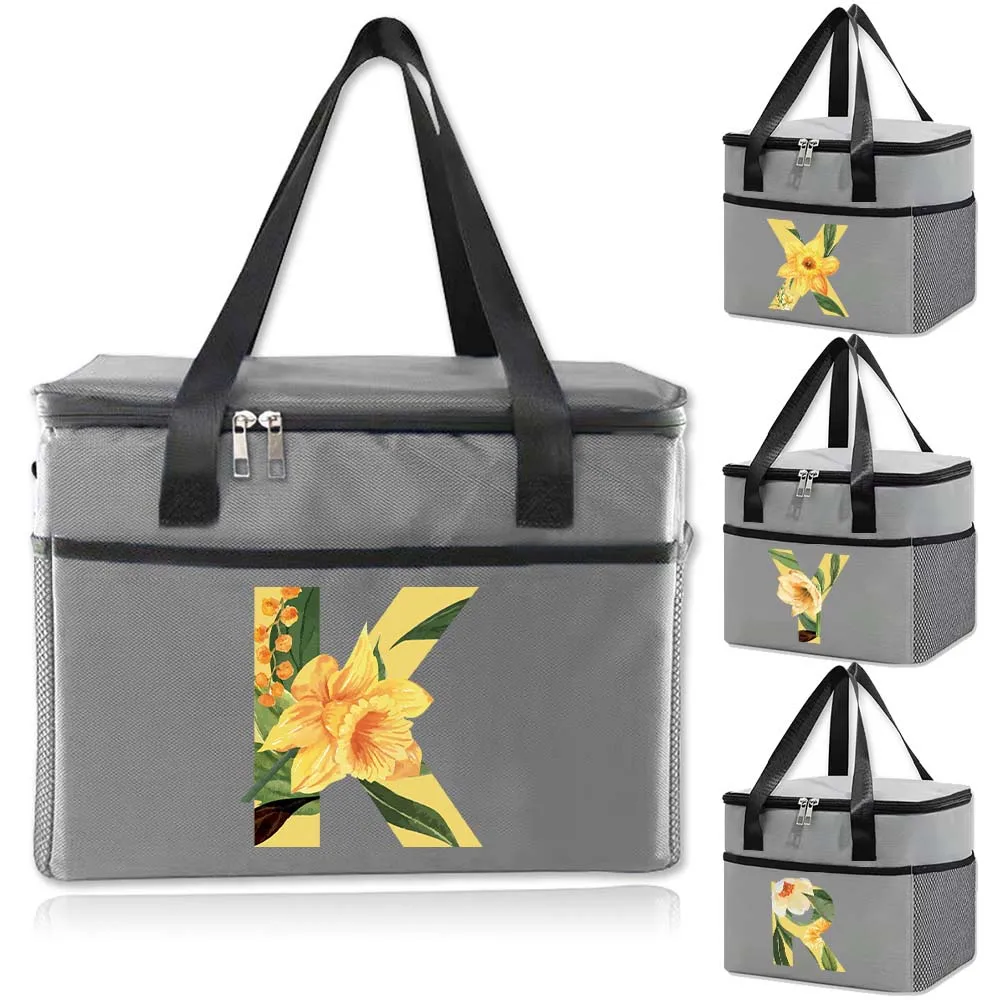 

Thermal Insulated Bag Storage Handbag Cooler Bags Waterproof Box Fashion Hygiene-Friendly for Student Food Tote Floral Printing