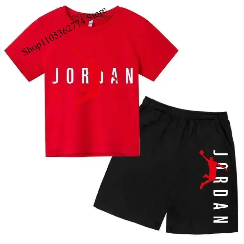 Conjunto de dos piezas de camiseta de manga corta y pantalones cortos de verano para hombre Jordan, ropa deportiva informal transpirable, entrenamiento de baloncesto para hombre