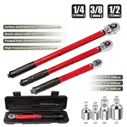 2-210N.m Torque Wrench 1/2 3/8 1/4 Precise Reversible Ratchet Torques Key Professional Bicycle Motorcycle Car Automotive Tool