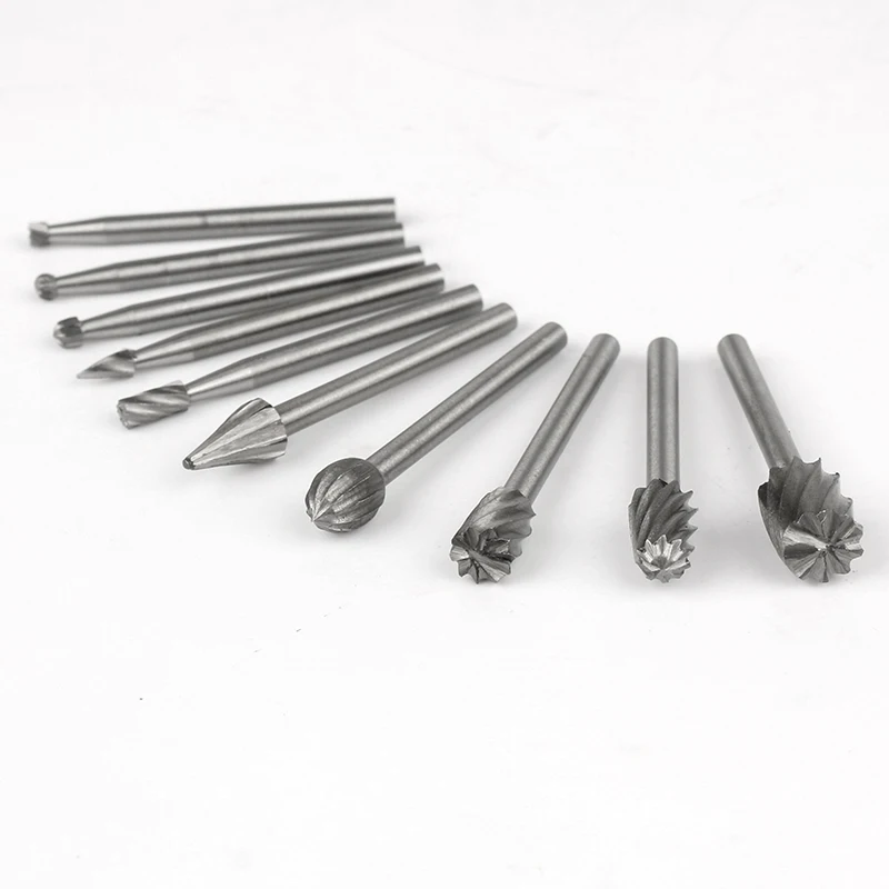 6/10pcs Set HSS Routing Router Drill Bits Set for Dremel Carbide Rotary Burrs Tools Wood Stone Metal Root Carving Milling Cutter