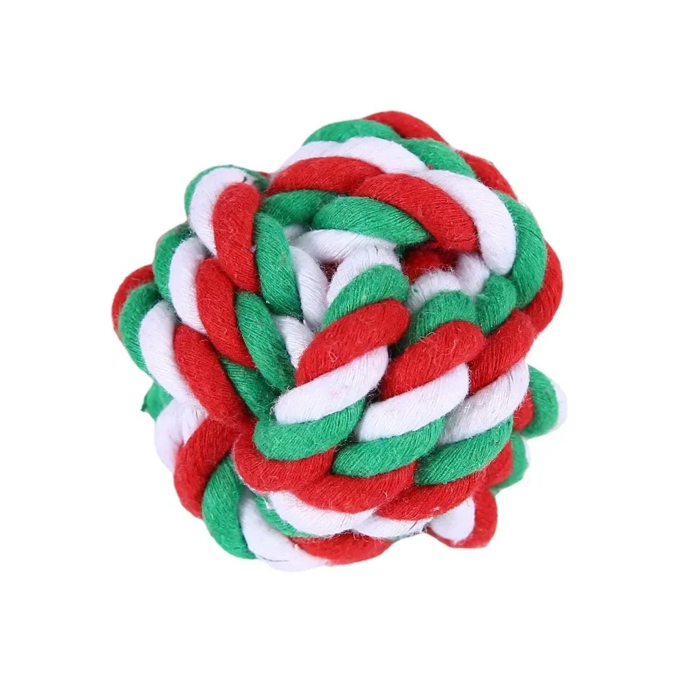 Christmas Dog Toy Pet Cotton Rope Knot Interactive Dog Toys Ball for Puppy Chihuahua Large Dogs Toothbrush Chew Dog Accessories