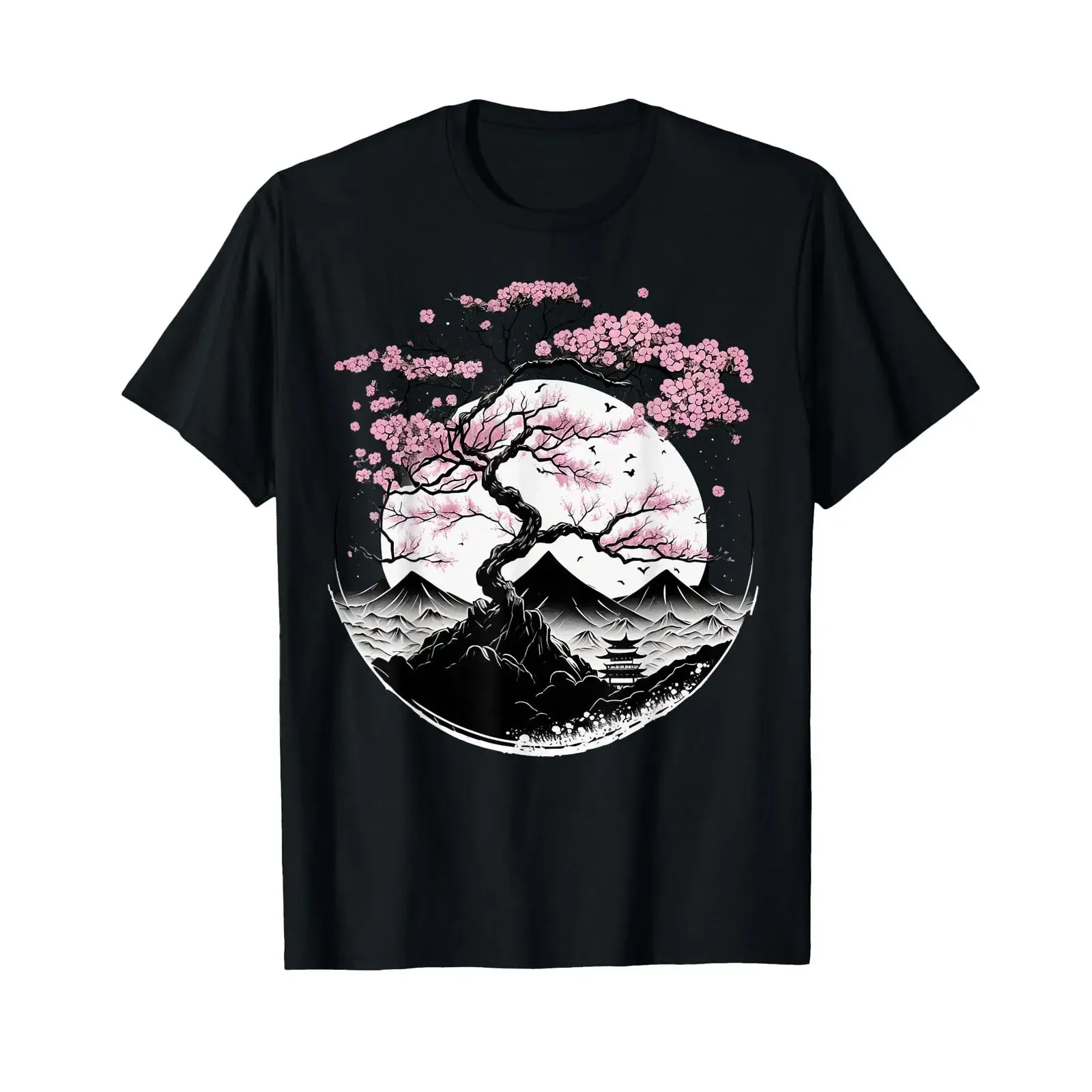 Japanese Sakura Garden Geisha Mount Fuji Cherry Blossom T Shirt vintage Washed Unisex Stylish Casual designer clothes Soft