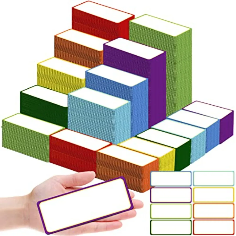 

480 Pcs Magnetic Dry Erase Labels Reusable Name Tag Writable Stickers Colored Magnets Magnetic Strips for Whiteboard Rectangle