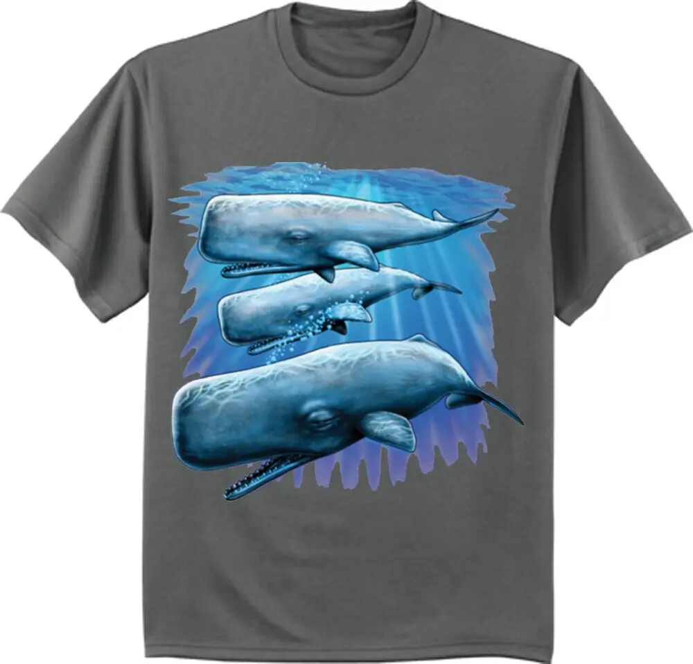 Sperm Whale T-shirt Mens Graphic Tee Clothing Apparel Anime Graphic T-shirts High Quality 100%Cotton