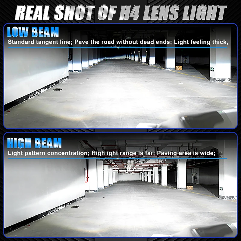 H4 عدسات جهاز عرض LED لمبات المصابيح الأمامية قوية 1200 واط 900000 LM ارتفاع منخفض شعاع السوبر مشرق 7535 CSP عدسة صغيرة السيارات كشافات 2PCS