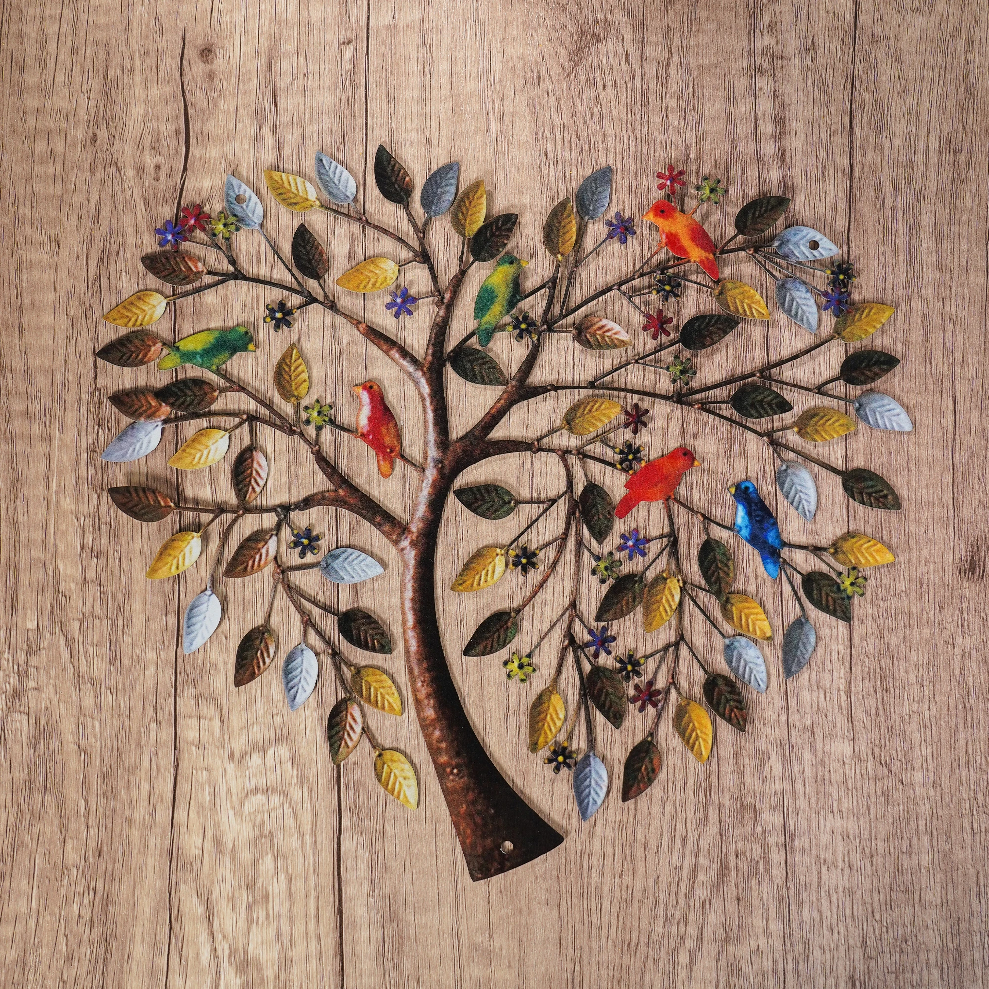 Vintage Metal Heart-shaped Tree of Life Birds Wall Art Hanging Decor Iron Sculpture Garden Living Room Home Party Decoration