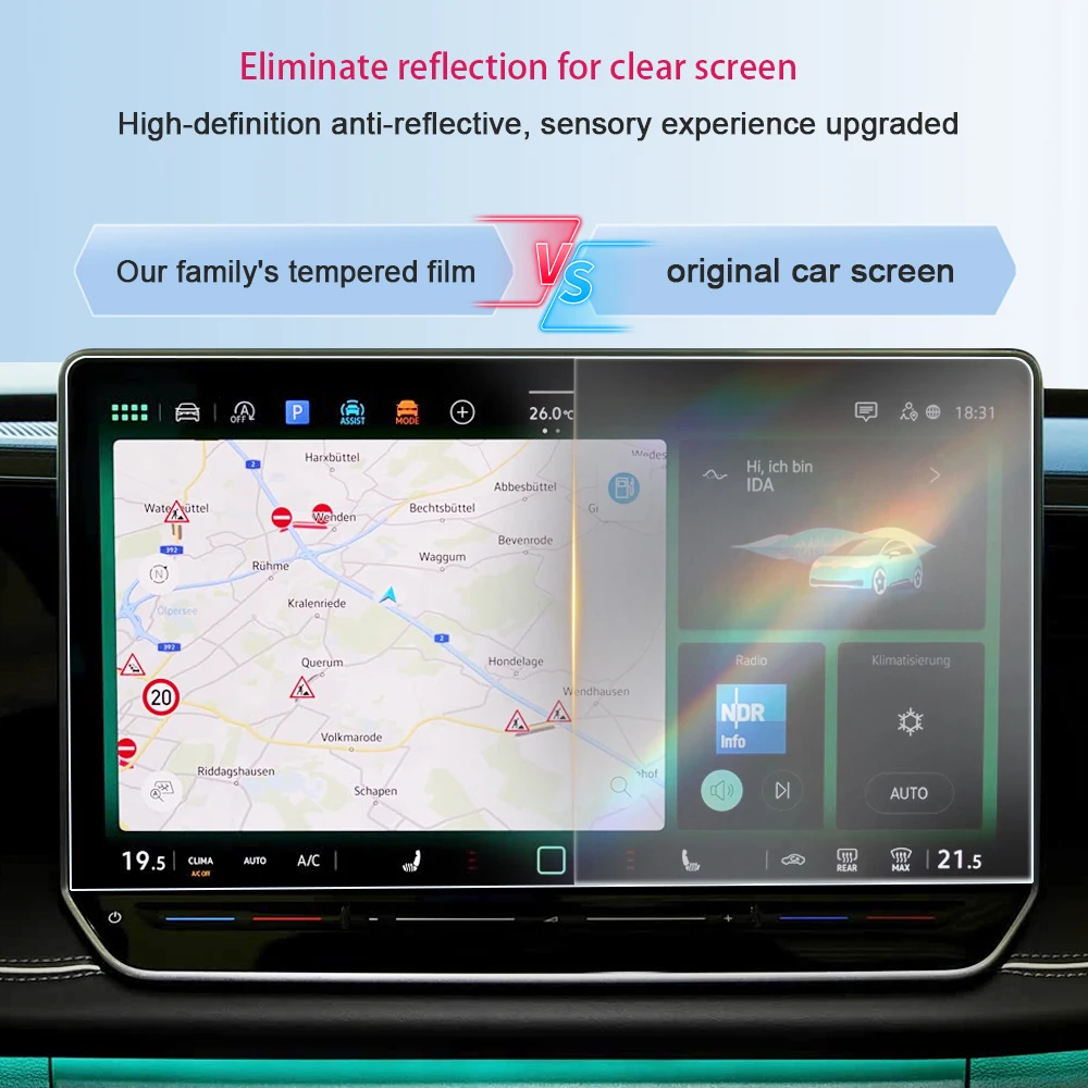 Für Volkswagen Tiguan 2023-2026 Mittelkonsole GPS LCD-Bildschirm Schutzfolie Gehärtetes Glas Film Fingerabdruck- und Kratzresistent – Detail 1
