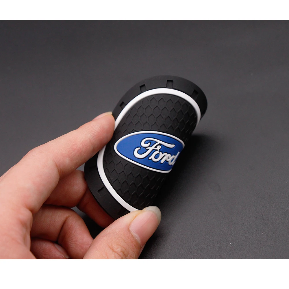 1/2pc Car Badge Water Cup Holder Anti-slip Pad Mat Bottle Slot Coaster For Ford Fiesta Mondeo Fusion Explorer Escape Shelby Edge