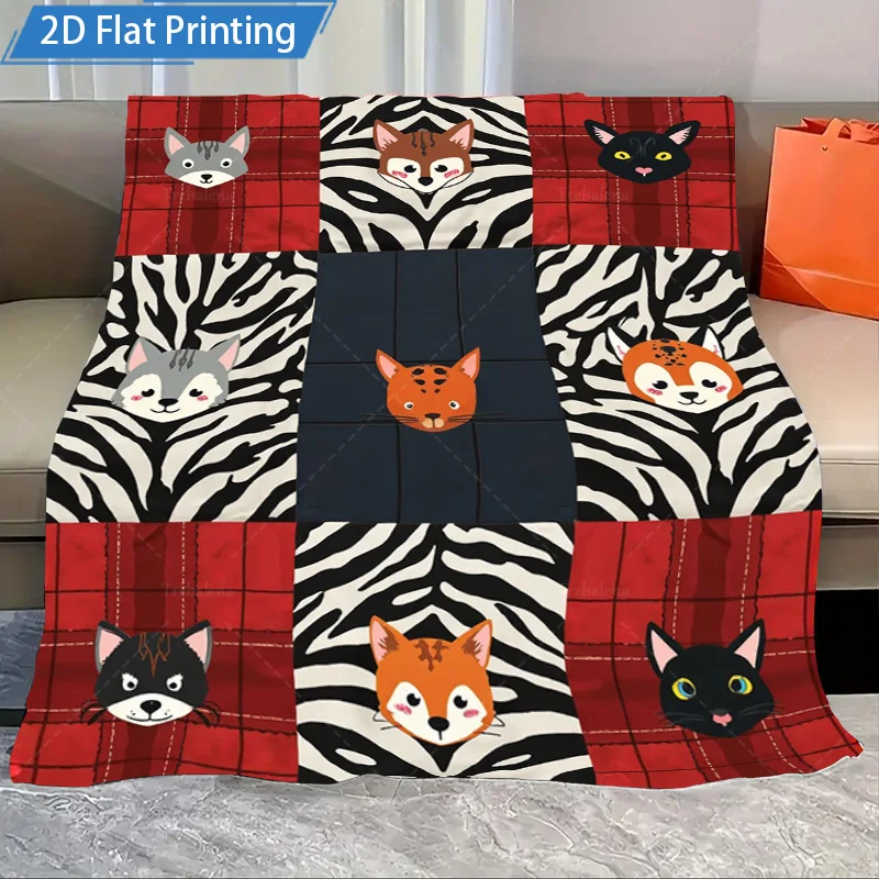 

1 шт. фланелевое одеяло с милыми животными в клетку и принтом зебры, флисовое одеяло, уютное постельное белье для детей и подростков