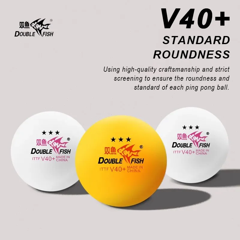 DOUBLE FISH 3 Star V40+ 30/50/100 Pcs Table Tennis Balls ITTF Approved Ping Pong Balls White /Orange ABS Platics Pingpong Bulles