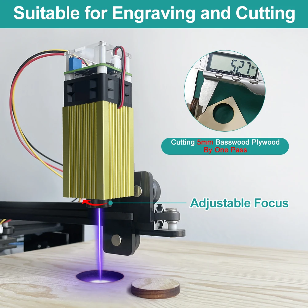 Imagem -03 - Cabeça Laser Azul Módulo Ttl para Corte a Laser Cnc Máquina de Gravação Ferramentas para Trabalhar Madeira e Acessórios 5w 450nm