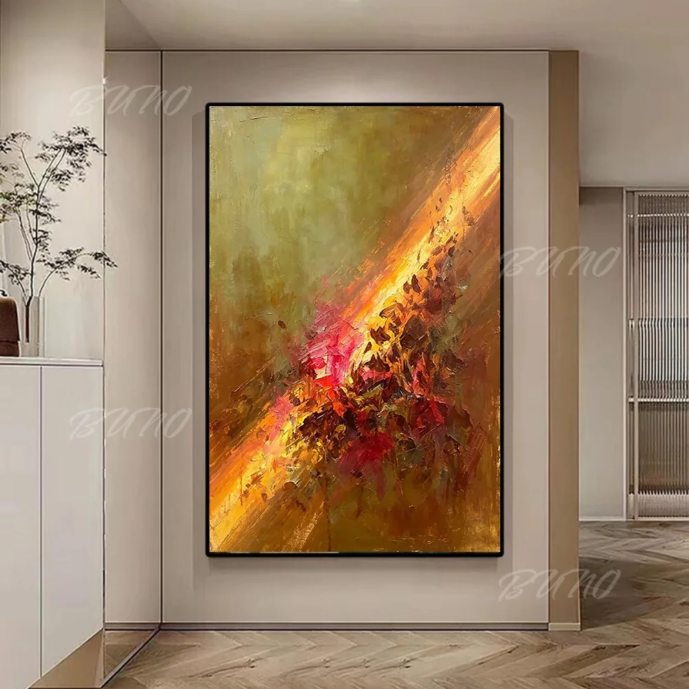100% Handmade Abstract Oil Painting Original Impressionist Flowers Unframed Canvas Wall Art for Home Living Room Bedroom Decor