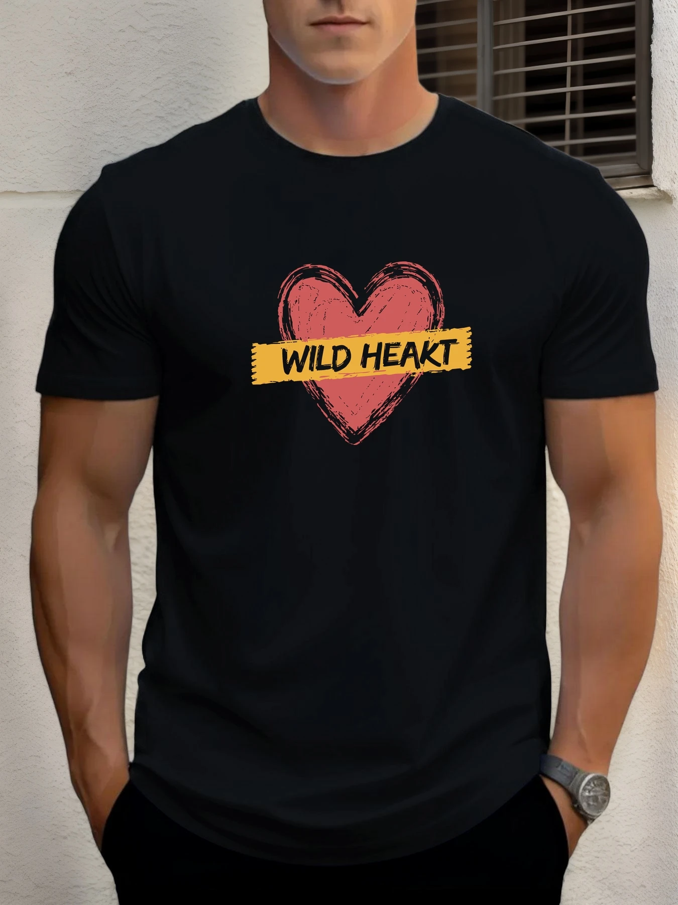 

T Shirt For Men WILD HEAKT 100% Cotton Graphic Printing Summer Round Neck T-Shirt Casual Breathable Street Style Daily Top