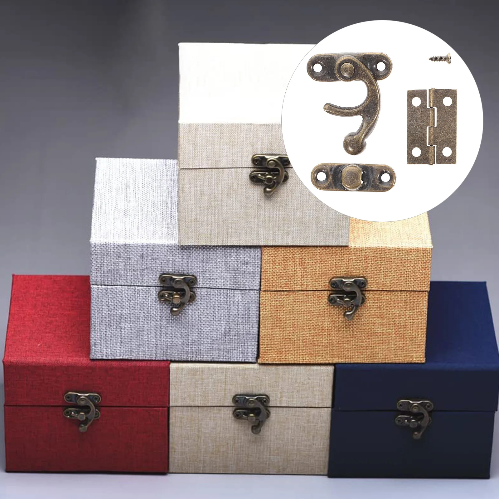 

1 Set Small Hinges Swing Arm Latch Brass Box Hasp Lock For Jewelry Wooden Gift Wine Chest Cabinet Diy Crafts Hardware