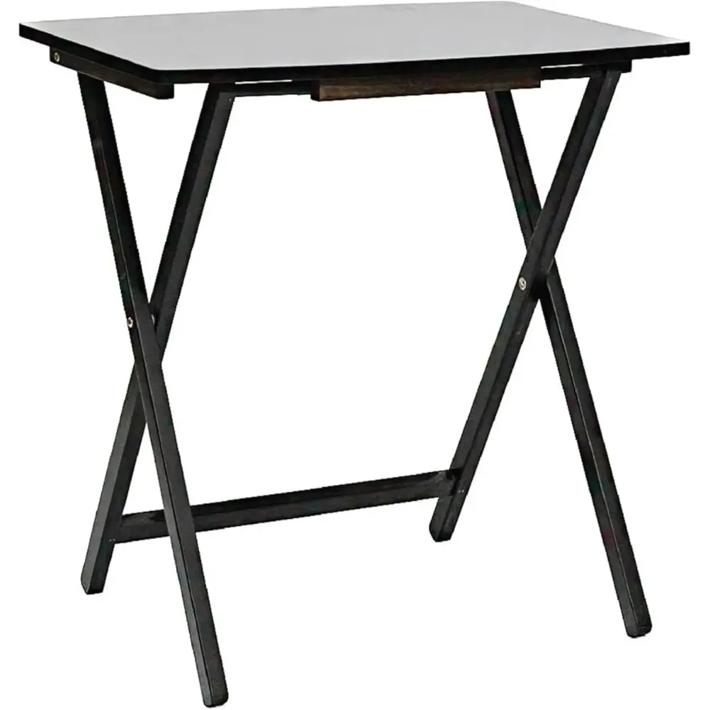 

Wood 5 Pack XL Oversize Tray Table for Living Room or Kitchen, Indoor TV Tray Set for Small Spaces and Family Gatherings, Bla