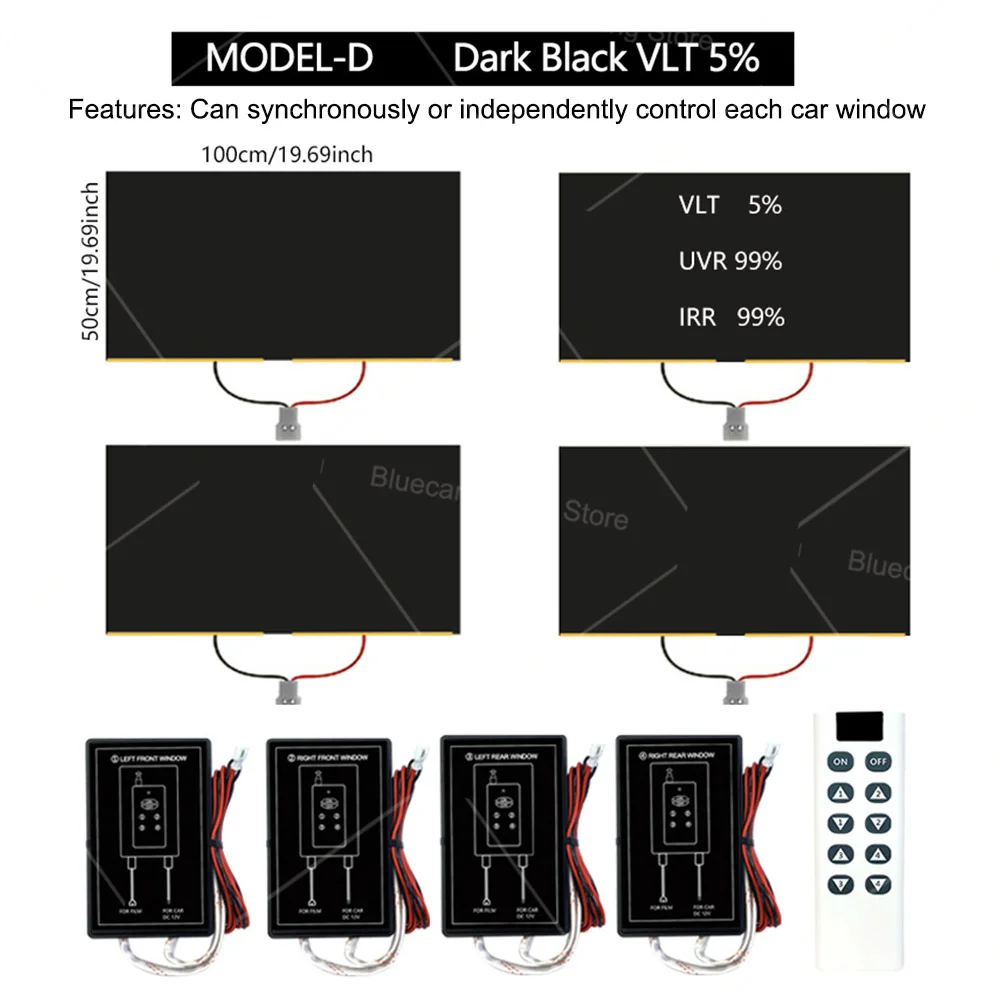 Automotive PDLC Smart Film for Car Windows | Switchable Privacy Glass Tint Independent control for four windows