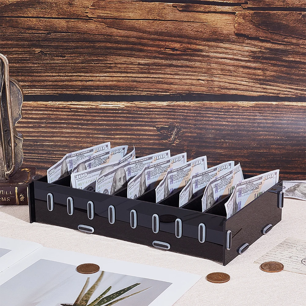 8Compartment Money Organizer for Cash Quick Access Cash Box Money Box Black Cash Storage Modular Bill Organizer 11.4