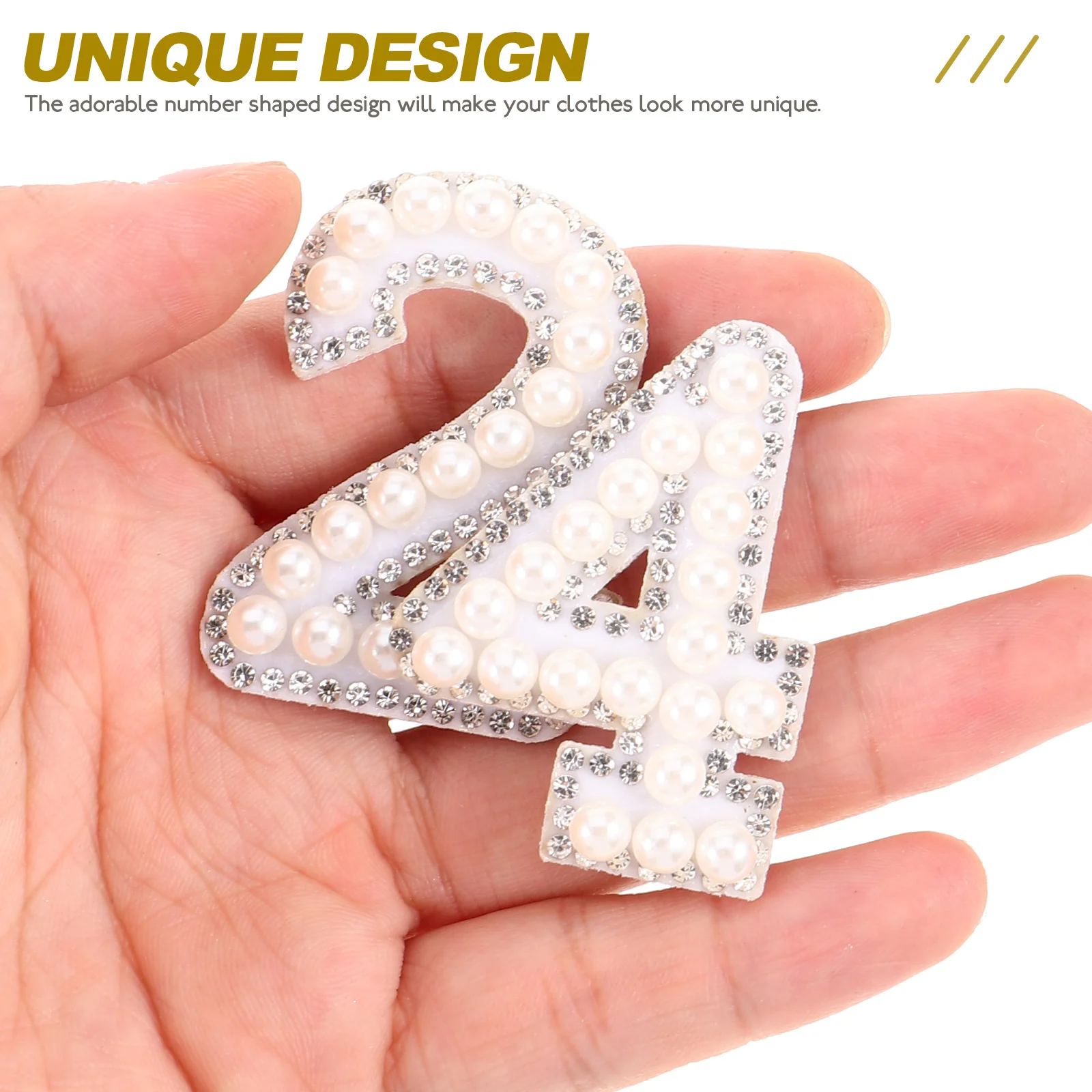 

20pcs Rhinestone Pearl Iron On Number Patches Clothes Appliques Diy Repair Decorative Sewing Garment Bling Glitter Transfer Set
