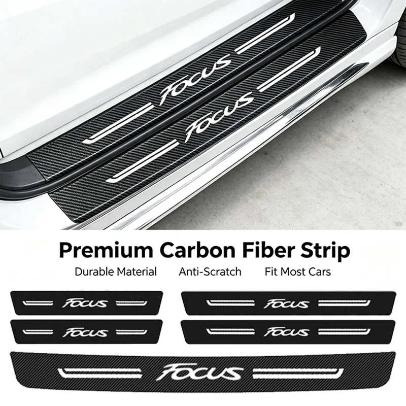 Car Door Threshold Scuff Plate Decals Waterproof Stickers for Ford Focus Logo Auto Door Entry Pedal Guards Accessories