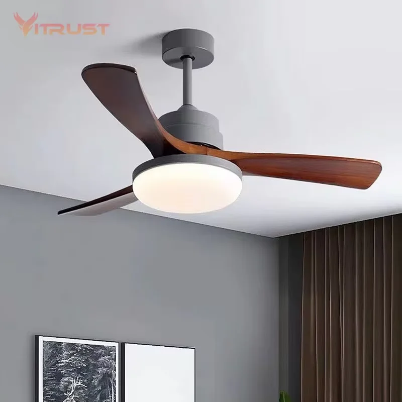 Natural Wooden Ceiling Fan with Light Reversible DC Motor Quiet Energy Saving for Summer and Winter Pendant Fan 42 52 Inch