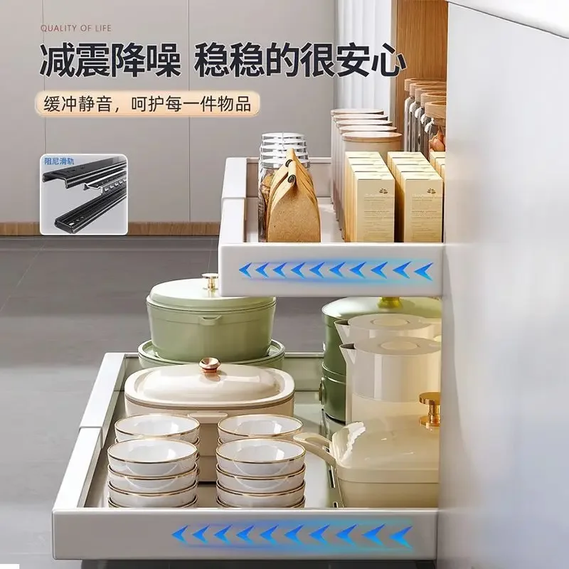 Pull-out slide rail in kitchen cabinet No punching, retractable dishwasher seasoning drawer type pull basket storage shelf