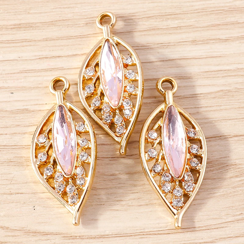10 stücke 13x30mm Delicate Kristall Baum Blatt Charme für Schmuck Machen Frauen Mode Ohrringe Halsketten DIY armband Handwerk Geschenk – Detail 9