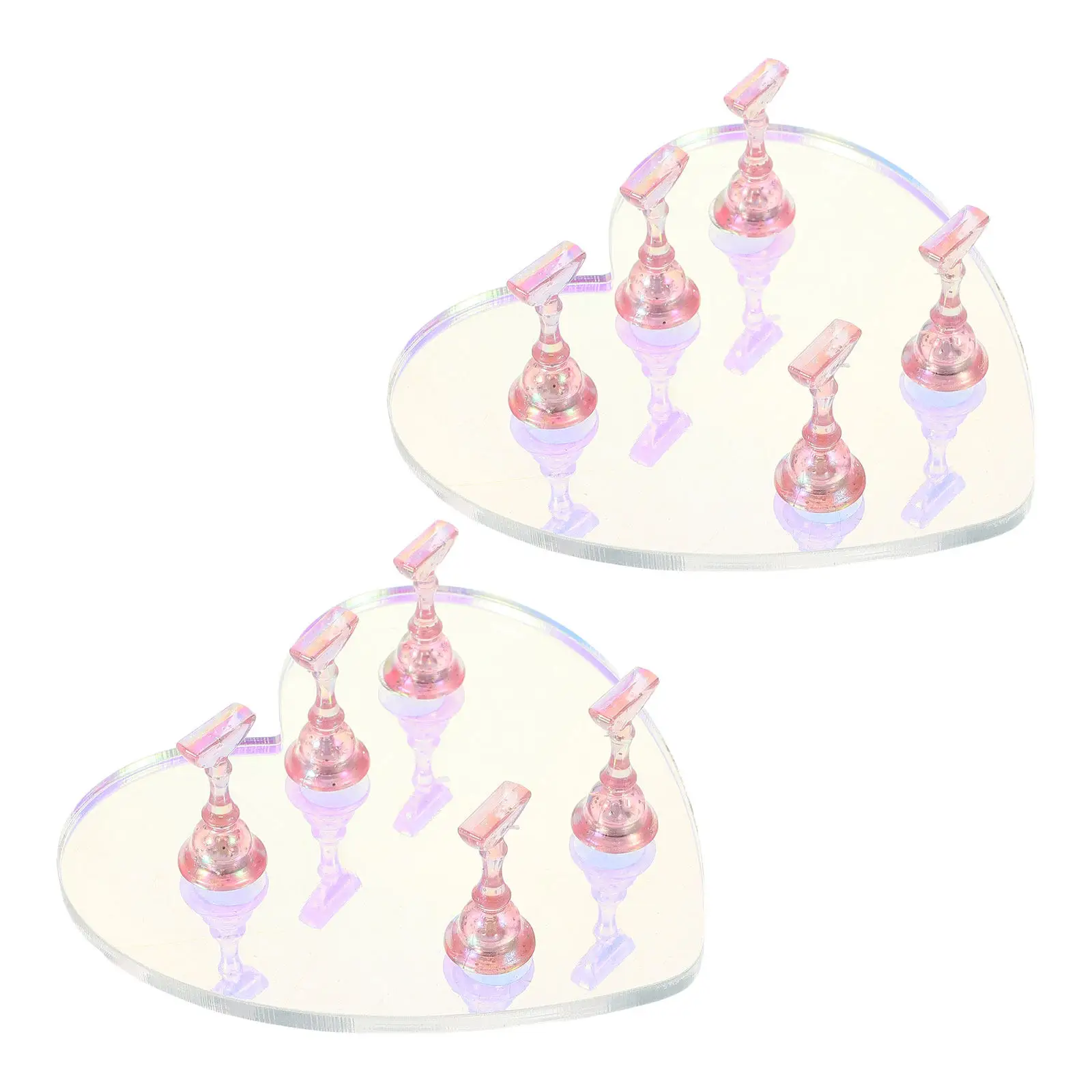 2Sets Practice Nail Stand Set Realistic Simulation for Nail Tips Display DIY Art Accessories Portable Design False Nails Stand