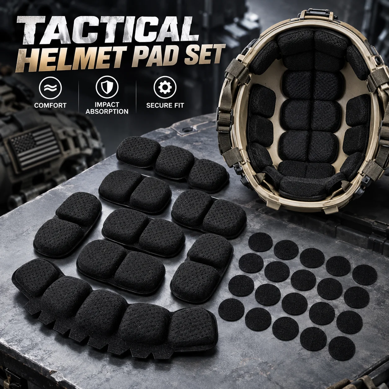 Tactical FAST Helmet Memory Foam Pads Shock Absorbing Cushion Liner Replacement Kit Outdoor Airsoft Helmet Accessories
