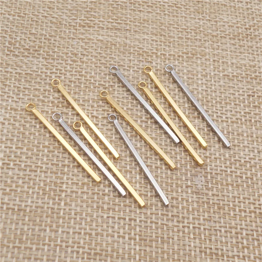 16PCS Long Stick Charms Stainless Steel Pendant For Necklace Bracelet DIY Earrings Jewelry Findings Handmade Craft