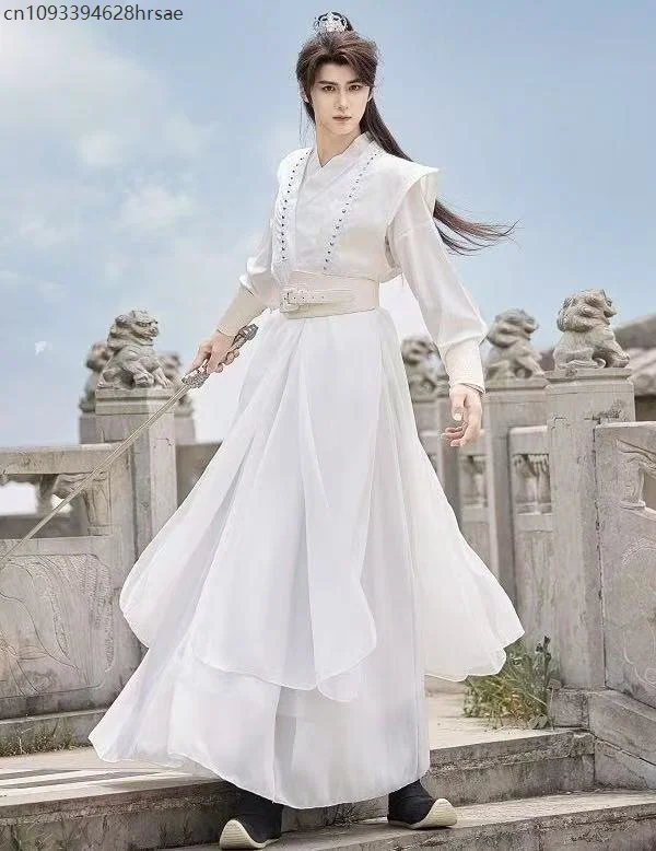 

Stylish Power Men's Hanfu Traditional Tang Dynasty Long Robe Ancient Martial Arts Stage Suit Swordsman Cosplay Outfits