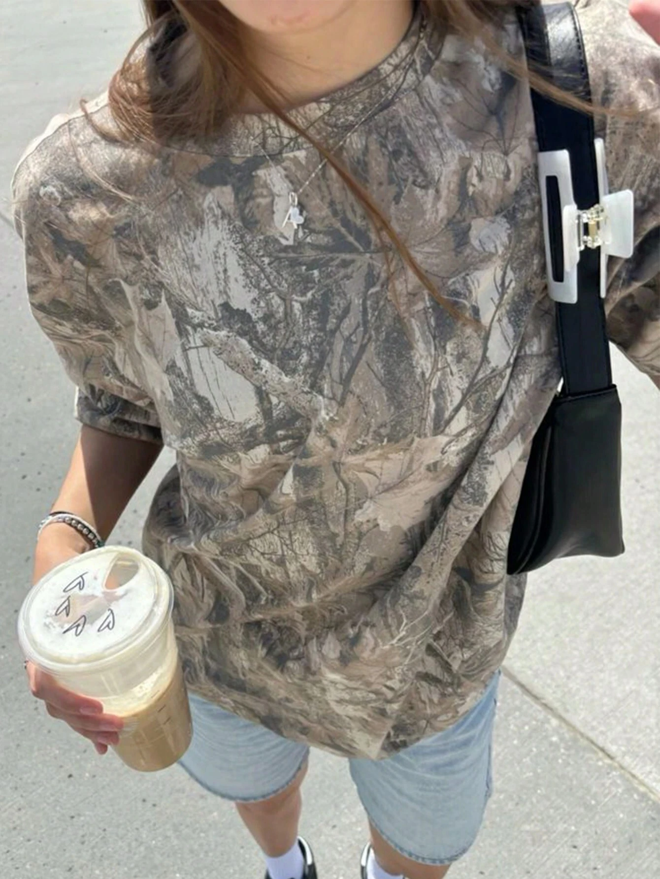 Y2K Women'S T-Shirt Round Neck Full Body Printed Loose Short Sleeved Fashionable Casual Retro Clothing Trend Women Top Tee