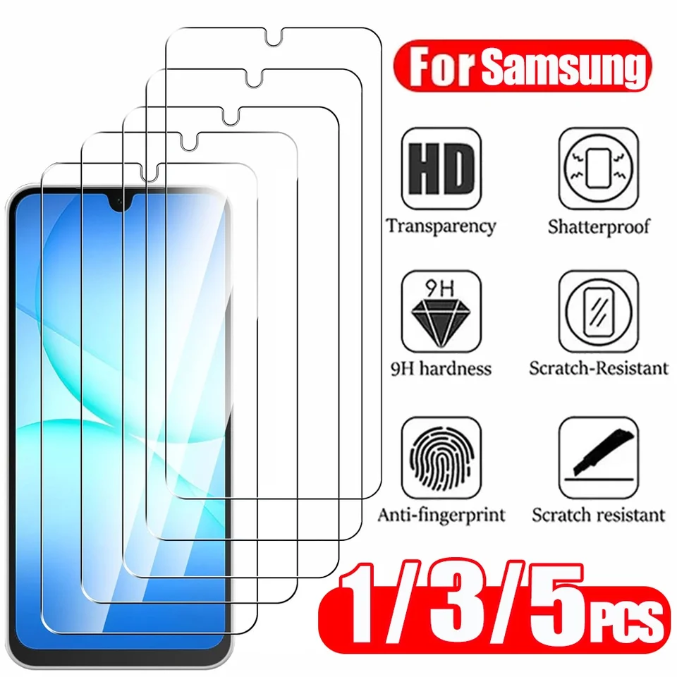 1~5 Piezas Protector de Pantalla para Samsung Galaxy A18 A57 A37 A17 A27 A16 A15 A25 A24 A56 A36 A55 A54 A53 A52 A52S A51 Vidrio Templado